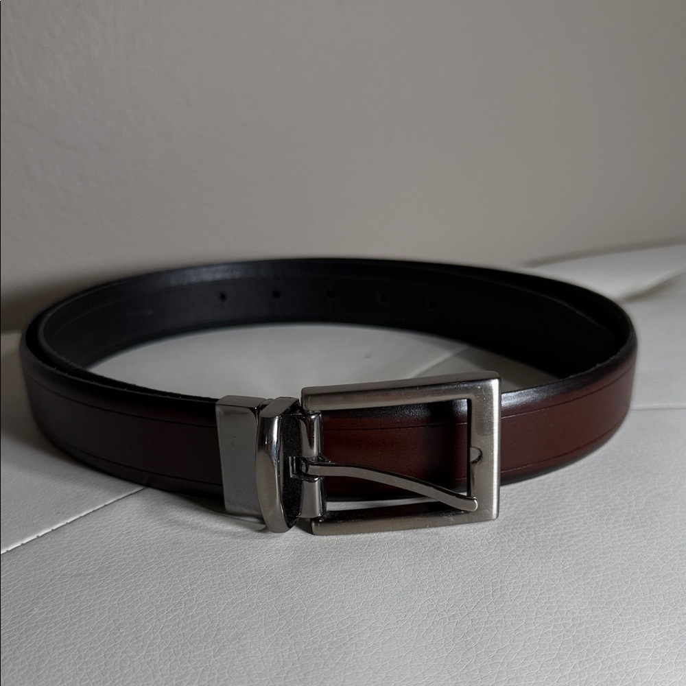 Classic Black and Brown Leather Belt